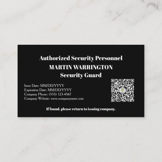 Custom Security Guard ID Photo Black Badge | Profe 名刺 (裏面)