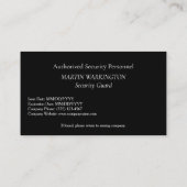 Custom Security Guard ID Photo Black Badge | Profe 名刺 (裏面)