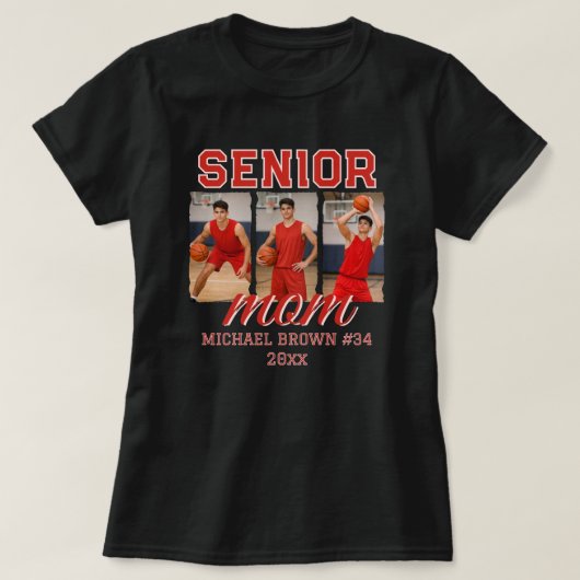Custom Senior Mom Graduation Photo & Name Tシャツ (デザイン正面)