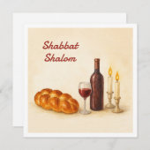 Custom Shabbat Shalom Square Card with Family Name シーズンカード (正面/裏面)