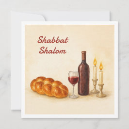 Custom Shabbat Shalom Square Card with Family Name シーズンカード