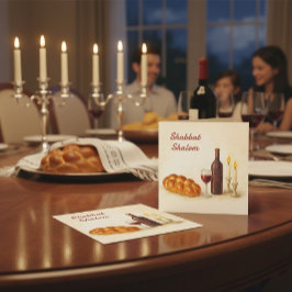 Custom Shabbat Shalom Square Card with Family Name シーズンカード