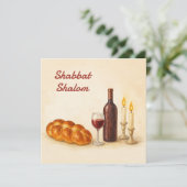 Custom Shabbat Shalom Square Card with Family Name シーズンカード (スタンド正面)