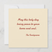 Custom Shabbat Shalom Square Card with Family Name シーズンカード (裏面)