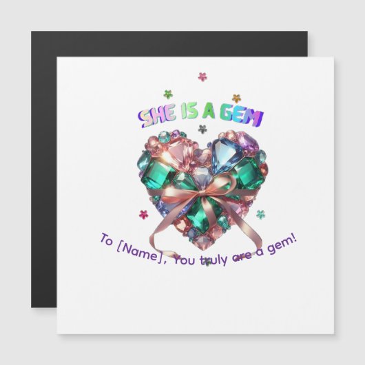 Custom She Is A Gem Heart Gemstone Gift (正面/裏面)