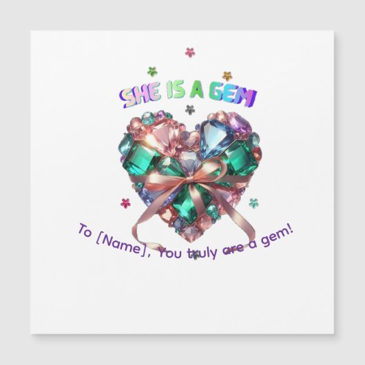 Custom She Is A Gem Heart Gemstone Gift (正面)