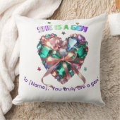 Custom She Is A Gem Heart Gemstone Gift クッション (ブランケット)