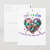 Custom She Is A Gem Heart Gemstone Gift ポストカード (正面/裏面)