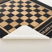 Custom Sherpa Blanket Chessboard Design Black  シェルパブランケット (3/4)