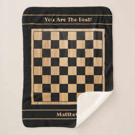 Custom Sherpa Blanket Chessboard Design Black  シェルパブランケット