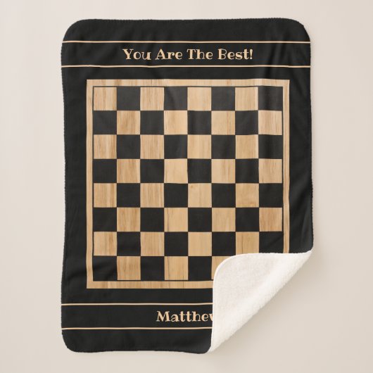 Custom Sherpa Blanket Chessboard Design Black  シェルパブランケット (正面)