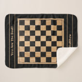 Custom Sherpa Blanket Chessboard Design Black  シェルパブランケット (正面(横))