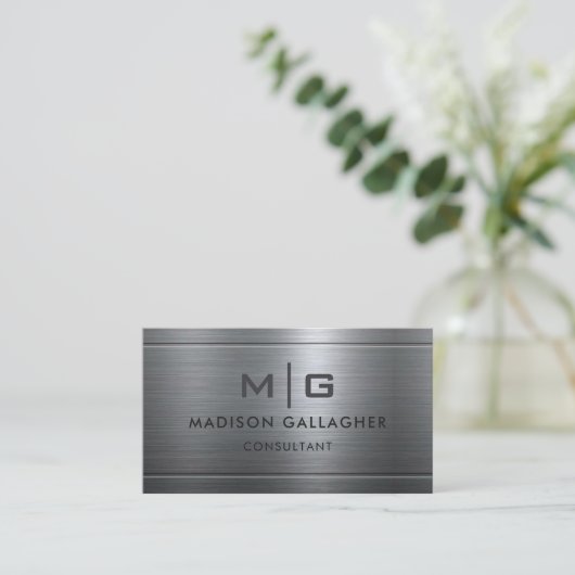 Custom Silver Grey Metal Professional 名刺 (スタンド正面)