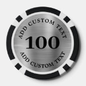 Custom Silver Metal Style Business Logo 100 Number ポーカーチップ (裏面)