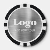 Custom Silver Metallic Style Business Logo ポーカーチップ (正面)