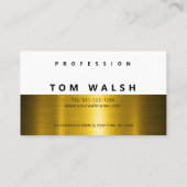 Custom Simple Elegant Gold White Business Card 名刺 (裏面)