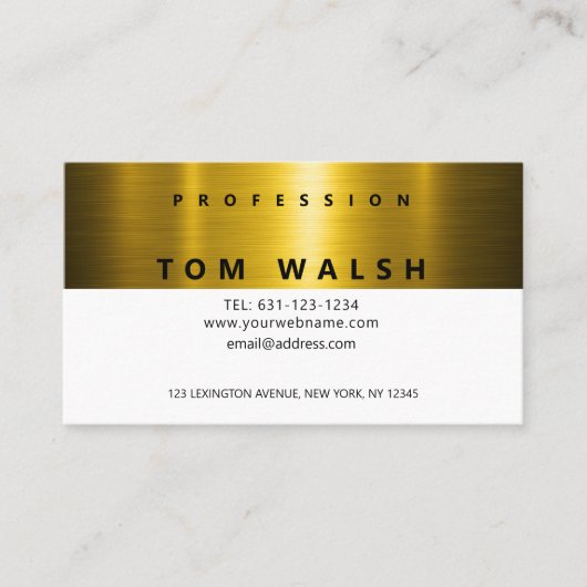 Custom Simple Elegant Gold White Business Card 名刺 (正面)
