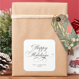 Custom Simple Elegant Script Christmas Holiday スクエアシール