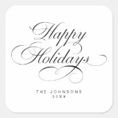 Custom Simple Elegant Script Christmas Holiday スクエアシール (正面)