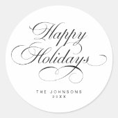 Custom Simple Elegant Script Christmas Holiday ラウンドシール (正面)