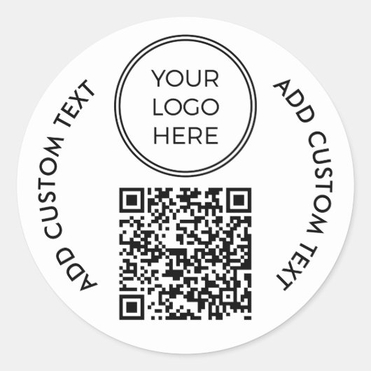 Custom Simple Logo Business QR Code ラウンドシール (正面)