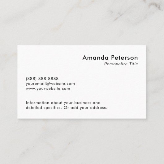 Custom Simple Minimalist Logo White 名刺 (裏面)