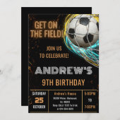 Custom Simple Soccer Birthday Invitation 招待状 (正面/裏面)
