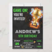 Custom Simple Soccer Birthday Invitation 招待状 (正面)