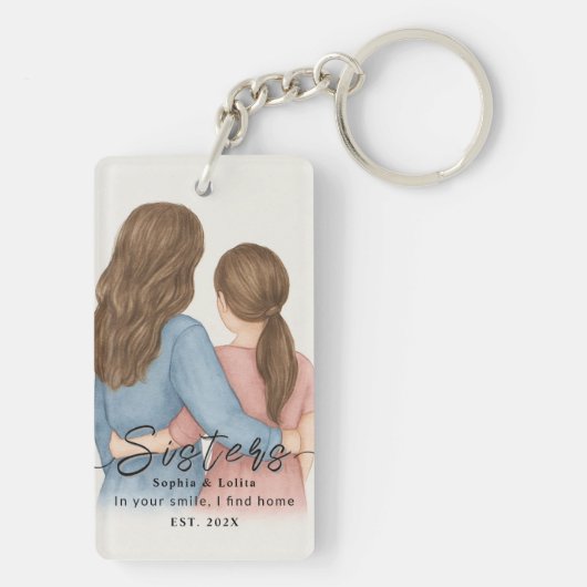 Custom Sisters Photo Keychain – Gift for Her キーホルダー (裏面)