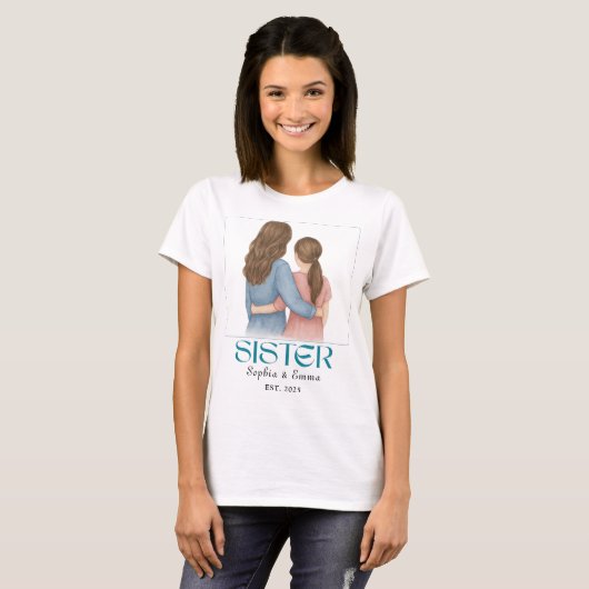 Custom Sisters T-Shirt – Personalized Gift Tee Tシャツ (正面フル)