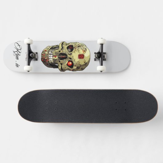 Custom Skateboard Deck - "Skull Cyborg" スケートボード (横)