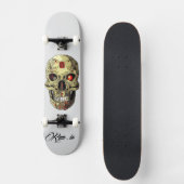 Custom Skateboard Deck - "Skull Cyborg" スケートボード (正面)