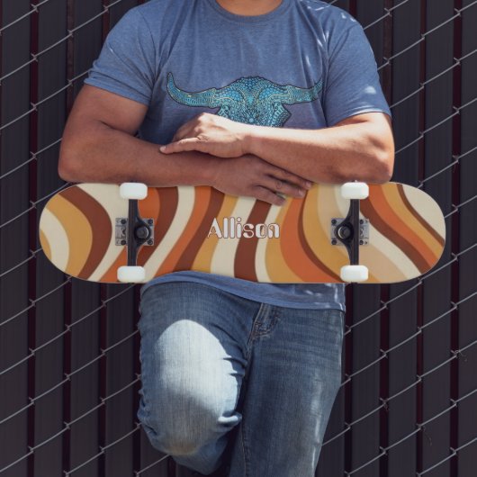 Custom Skateboard with 70s Retro Wave Graphic スケートボード (室外3)