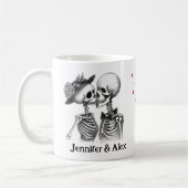 Custom Skeleton Couple Names Personalized コーヒーマグカップ (左)