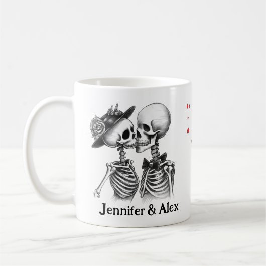 Custom Skeleton Couple Names Personalized コーヒーマグカップ (左)