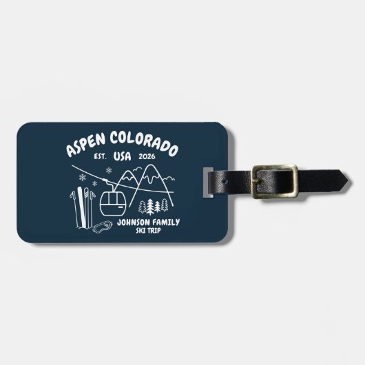 Custom Ski Trip Family Friends Group Matching ラゲッジタグ (正面横)