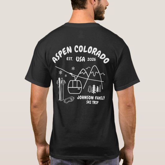 Custom Ski Trip Family Friends Group Matching Tシャツ (裏面)