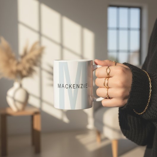 Custom Sky Blue Monogram Mug Gift for Aunt & Women コーヒーマグカップ