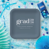 Custom Slate Blue 2026 Grad Graduation ペーパープレート (パーティー)