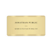 Custom Sleek Gold Minimal Template Luxury Address ラベル (正面)