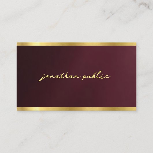 Custom Sleek Gold Text Calligraphy Script Luxury 名刺 (正面)