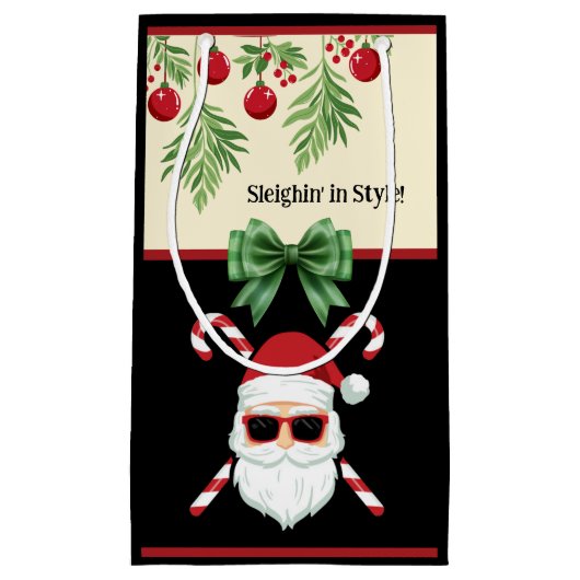 Custom "Sleighin' in Style!" Christmas Holiday スモールペーパーバッグ (正面)