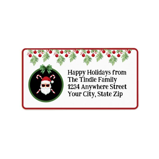 Custom "Sleighin' in Style!" Santa Holiday Mailing ラベル (正面)