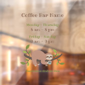 Custom Sloth Coffee Bar Hours Window Cling ウィンドウサイン (シート2)