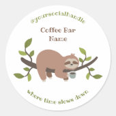 Custom Sloth Coffee Bar Sticker ラウンドシール (正面)