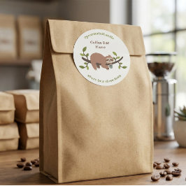 Custom Sloth Coffee Bar Sticker ラウンドシール