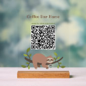 Custom Sloth QR Code Pedestal Sign アクリルサイン (ニュートラル)