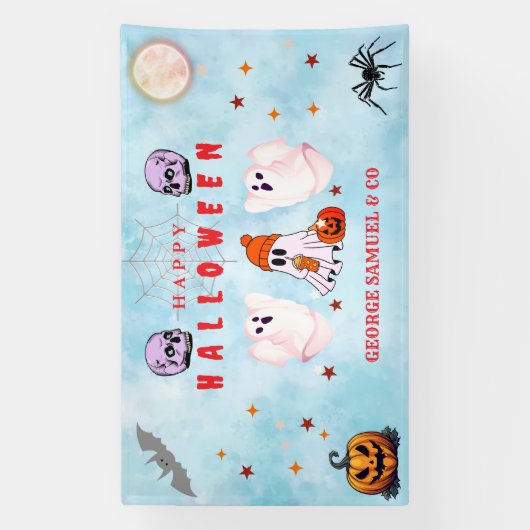 Custom Small Business Logo Halloween Party 横断幕 (縦)