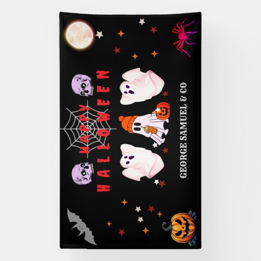 Custom Small Business Logo Halloween Party 横断幕 (縦)