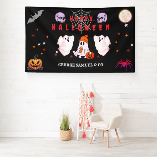 Custom Small Business Logo Halloween Party 横断幕 (インサイチュ)